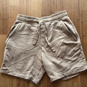ALO Yoga Tan Athletic Shorts with Elastic Waistband